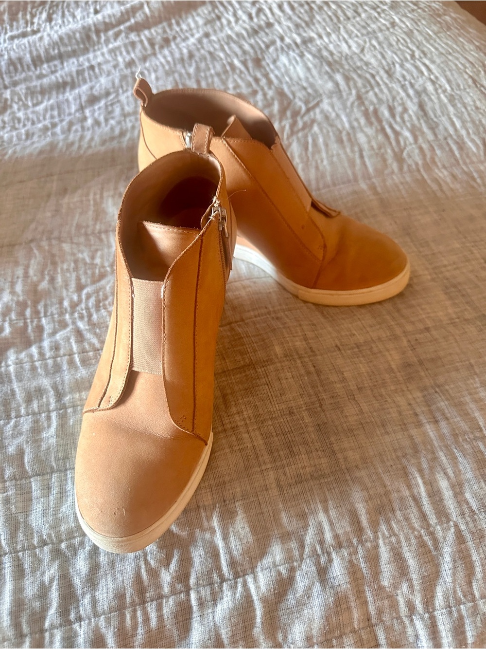 Linea Paolo Tan Wedge Sneaker Booties